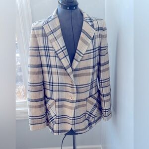 Vintage Jack Winter 1981 Nova Check Wool Blend Tan & Black Nova Check Blazer